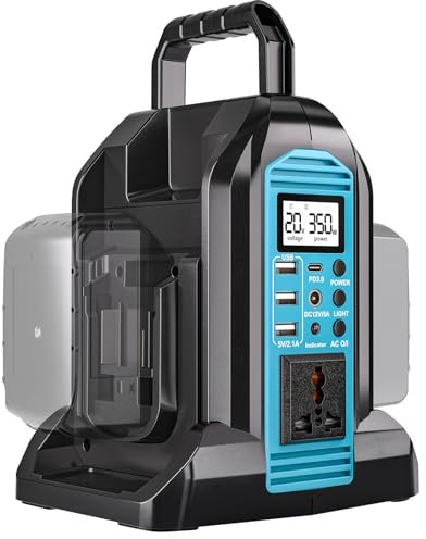 350W Wechselrichter für Makita 18V Li-Ion Akku, 20V auf 110V Reine Sinus-Wechselrichter mit LED-Licht, kompakter und leichter Power Station Adapter für