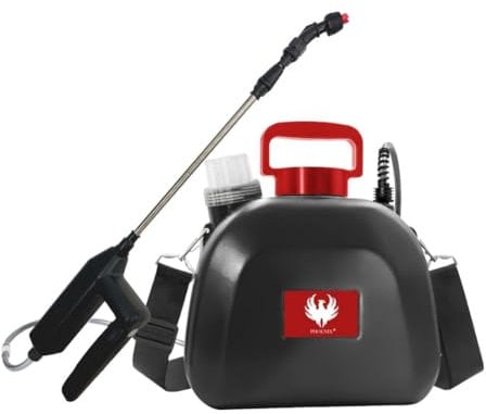 PHOENIX - Pompa Irroratrice a Batteria 5L – Spruzzatore Elettrico con 3h di Autonomia, Nebulizzatore Giardino con 3 Ugelli (Cono, Ventaglio, Doccia), Leggero, Robusto, Versatile