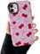 DEFBSC Case for iPhone 11, Cute Pink Bow Cherry Print Aesthetic Trendy Pattern for Women Girls Slim Durable Bumper Shockproof Hybrid Hard Back Phone Cover, Big Ribbon/Glossy