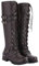 FOMIYES 1 Paio stivali da combattimento per vitello donna signore ragazze stivaletti bassi combat boots scarpe con basso stivali stringati Materiale : pile sottile Brown