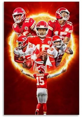 AYERWAENN Patrick Mahomes Poster, ästhetische Wandkunst, Leinwand, Vintage-Poster, dekoratives Gemälde, Wohnzimmer, Schlafzimmer, Dekoration, 30 x 45 cm, ungerahmter Stil