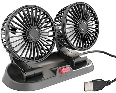 OKESYO 5V Auto Ventilator, Auto Lüfter Zigarettenanzünder, Ventilator Auto für KFZ, LKWs, SUV, 2 Geschwindigkeiten, 360 Grad Rotation, Leise, 130cm Leinenlänge