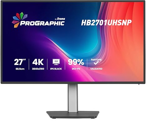 iiyama ProGraphic HB2701UHSNP-B1 27 inch Black IPS LCD (DCI-P3 99%, sRGB 100%, Pantone Validated), UHD 3840x2160, 3000:1 Contrast, 1x HDMI, 1x DP, 1 x USB Type C 96W PD, DP-Out
