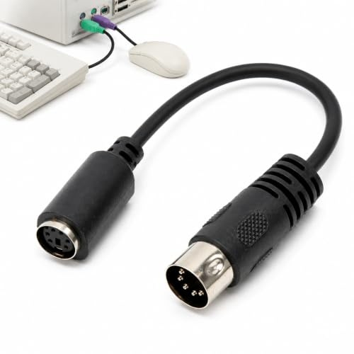 Ouitble Midi-DIN-Kabel Tastaturadapter 0,15m 5 Poliger DIN Stecker auf 6 Polige Buchse Midi-6-poliges Audiokabel, PS/2 auf Tastaturkabel Adapter für Mikrofon Gitarre