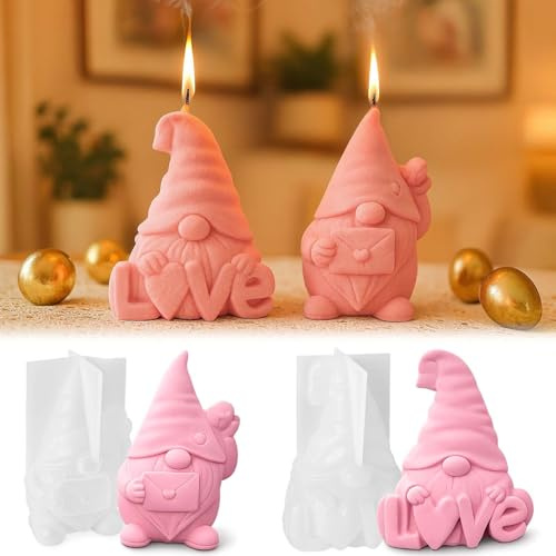 SVOCK Silikonformen Gießformen Wichtel, Silikonform Wichtel mit Herz, Kerzenformen zum Gießen Ostern, Gießformen Silikon Wichtels Gießform Ostern, Silikonformen Gießform Herz