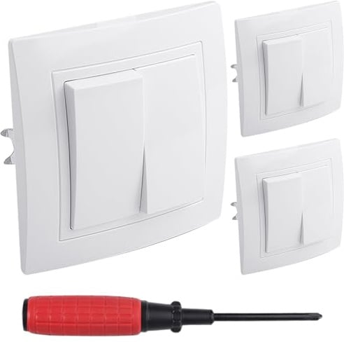 UYUYong 3 PCS Interrupteur Va et Vient 10A 250V Interrupteurs Mural Double de Vis Interrupteurs Encastrable Poussoir Interrupteur Lumiere Avec Stylo à Vis pour Escalier Couloir Chambre à Coucher-Blanc