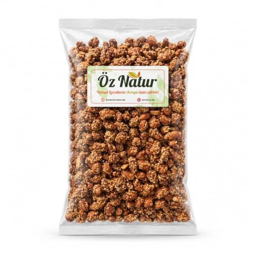 Öz Natur Erdnüsse mit Sesam, Knusprige Erdnuss-Sesam Mischung, Snack, 800g