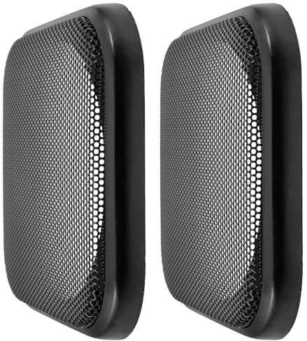 MAJORMENCH Rejilla Cuadrada para Altavoz de 4 Pulgadas, Negra, 2 Piezas | Malla Protectora de Hierro y Plástico, Diámetro 90mm, para Subwoofer y Altavoces de Coche
