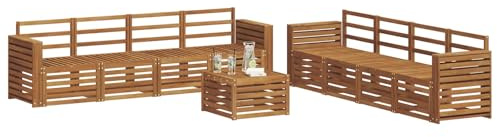 vidaXL Sofagarnituren 9 pcs Natur Massivholz Akazie, Garten, modernes, langlebiges Outdoor-Sofa, Eckmöbel für Terrasse und Lounge, gemütliche Sitzgruppe