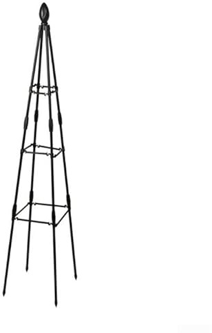 Minflora Garten-Pflanzenhalterung aus PE-Kunststoff, Eisenrohr, schwarz, 160 cm Höhe für Kletterreben, Pflanzenstütze, Turmkäfige, kunststoffbeschichtete Metallrohrstützen für den Innen- und