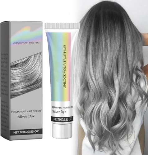 Tinte Gris Pelo,Crema Colorante Cabello,Crema Colorante Temporal para Cabello,Crema Temporal Color Plateado,Crema Tinte para Cabello Gris Plateado,Crema Colorantes Gris para Cabello
