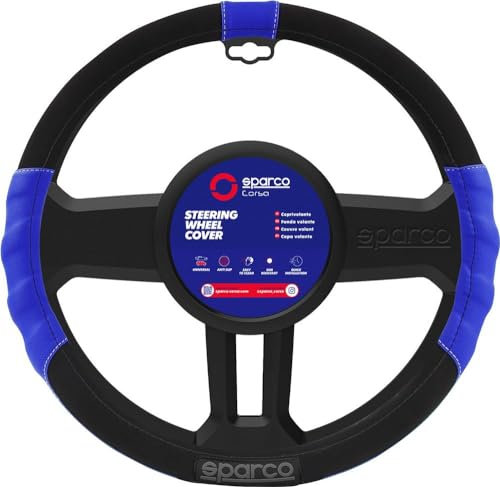 SPARCO SPC1108AZ Universal Steering Wheel Cover L-Sport Color Blue for car, Set of 4