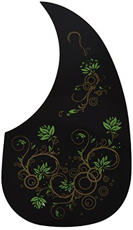 Kmise Tropfenform Akustische Gitarre Pickguard Schlagbrett Zelluloid selbstklebend grün Blume
