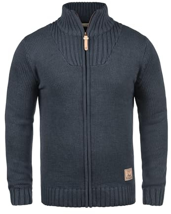 !Solid SDPoul Herren Strickjacke Cardigan Grobstrick Pullover mit Stehkragen Baumwollmischung Regular fit, Größe:3XL, Farbe:Insignia Blue Melange (8991)