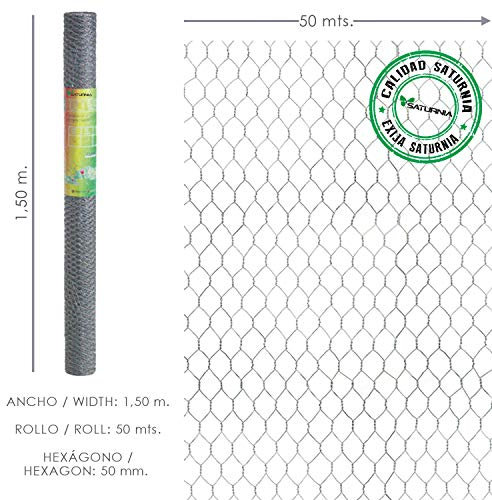 SATURNIA - Enrejado Triple Torsion 50/ 150 cm. Rollo 50 Metros Uso Domestico