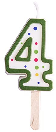 PME CA054 Kerze, Nummer 4, klein, Kunststoff, Grün, 3.5 x 1 x 4.3 cm