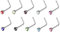 Paula & Fritz® L-Form Nasen-Piercing Nasenpiercing-s Nose für Nasenfluegel als Nasenschmuck Nasenstecker Nostril Edelstahl Chirurgenstahl 316L Zirkoniaspitze Set 10 Farben