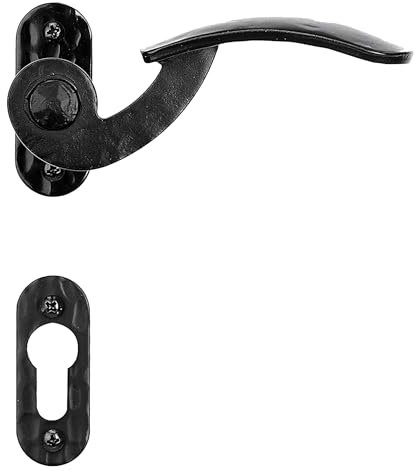 GedoTec Türgriffe schwarz matt Antik | TILLY-R | 1 Türgriff Set - Design Drückergarnitur Gartentor aus Schmiedeeisen | PZ Profilzylinder | Türbeschläge Innentüren Drückergarnitur Haustür