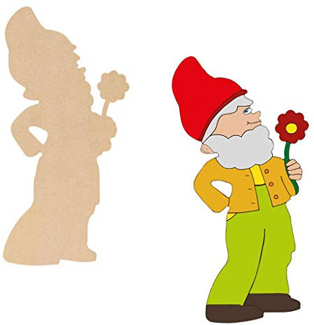 Wiemann Lehrmittel Gartenzwerg mit Blume zum Selbstgestalten - ca. 40 cm hoch - MDF