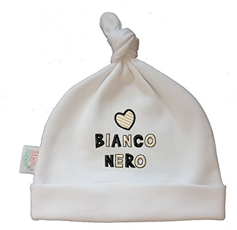 Zigozago - Babymütze mit einem Schwarz-weißes Herz - Größe 0-6 Monate