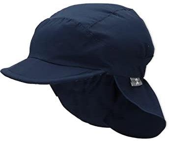 Sterntaler Schirmmütze Nacken Basic - Unisex Baby- und Kinder Mütze mit Nackenschutz - UV-Schutz 50+ Hut aus Popeline (Bio) - leichte Sommer Kopfbedeckung mit Gummiband - marine, Größe 57