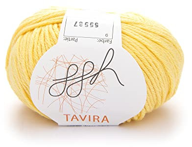 ggh Tavira - 100% Baumwolle - Lauflänge 80m auf 50g - Nadelstärke 4-5 - Wolle zum Stricken oder Häkeln geeignet - Farbe 009 - Zitronenbonbon