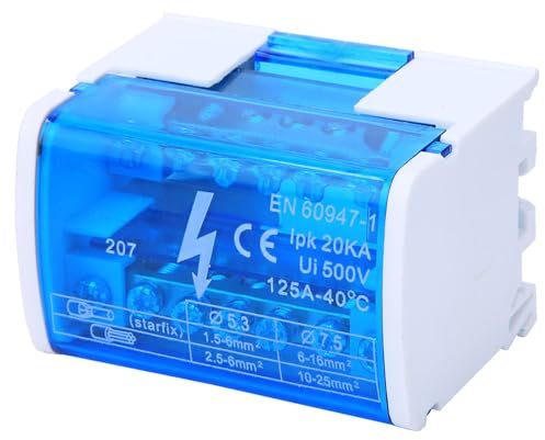 Morsettiera Scatola di distribuzione Su Guida Din, Connettore Universale Compatto per Cablaggio con Coperchio Antipolvere Trasparente 207 per Elettrici