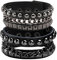 Eigso 2 Stück Armband Punk Gothic mit Ketten runde und viereckige platte Nieten für Damen Herren