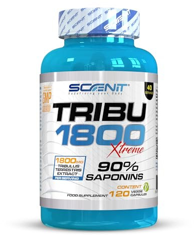 Tribulus Terrestris - 90% saponines - 120 gélules végétales - 1800 mg de tribulus terrestris par dose journalière recommandée - TRIBU 1800