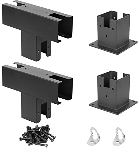 Meruzy Pergola-Halterungs-Set, 3-Wege-Edelstahl, Pergola, erhöhter Holzständer, T-Halterungen und Pfosten-Basishalterungen für 10,2 x 10,2 cm (tatsächliche 8,9 x 8,9 cm) Holzbalken