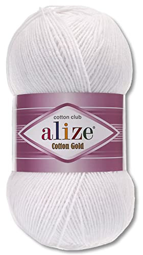 Alize 100 g Cotton Gold Premium Wolle in 59 Sommerwolle Garn Stricken Amigurumi (55 | Weiß)