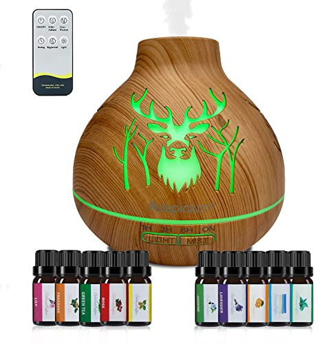 Ätherische Öle Diffusor Aroma Diffuser, Leichte Holzmaserung Hochwertiger Aroma Diffuser für Luftbefeuchter mit 15 Farben LED-Licht für Schlafzimmer, Yoga, Büro, Spa…