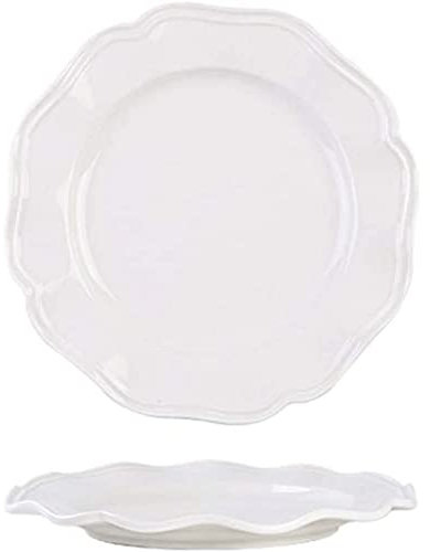XIEAE Réutilisable Assiette à dîner Ronde de 8 Pouces, Assiette à Salade en céramique Blanche Minimaliste 1PCS, Assiette en Porcelaine de décoration de Maison exquise de Style européen Exquis