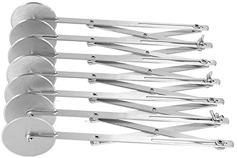 Uadme Cortador de Masa, Cortador de Pastelería de 7 Ruedas Cortador de Pizza Telescópico Expandible de Acero Inoxidable Cuchillo de Repostería Multiredondo para Hornear Pastelería Pan