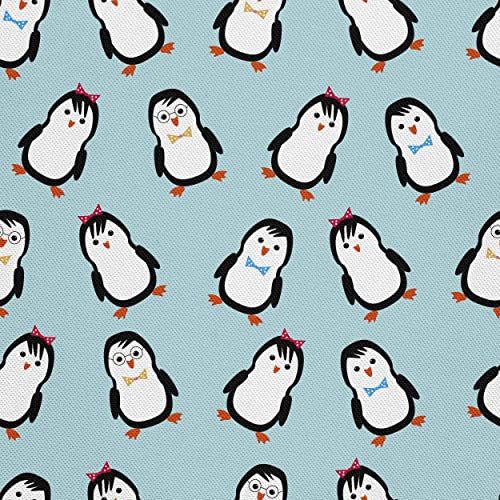 HEKO PANELS Oxford Wasserdichte Meterware Canvas-Stoff Polyester Zum Nähen Dekostoffe Wasserabweisend Blickdicht Pinguine 1 Meter 155 x 100 cm