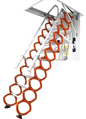 Herunterziehbare Klappleiter, rutschfeste Leiter aus Kohlenstoffstahl, Teleskop-Treppe Bodentreppe, Deckenklappleiter Dachbodenleiter, Teleskoptreppe für Enge Räume,A-70x100cm/27.5x39in