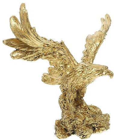 DECHOUS Vogelskulptur Aus Kunstharz Adler-deko Goldharzadler Adlerstatue Desktop-Ornament Adler-skulptur-Figur Simulationsadler Gartenvogelskulptur Tierfigur Marionette Büro Fernsehschrank