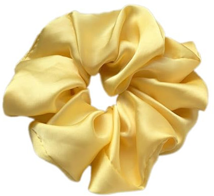 Satin Haargummis Scrunchies Haargummi Weich Elastisch Silk Haarband, Haarbruch und Anti-Falten ferdeschwanzhalter Haarband aus Seide für Frauen und Mädchen,Gelb