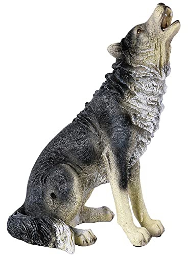PacuM Gartenfiguren, schwarzer Wolf Wird sprechen, Ornament, Outdoor-Harzfigur, dekorativ für Terrasse, Rasen, Hof, Zuhause, Eingangsbereich, Flur