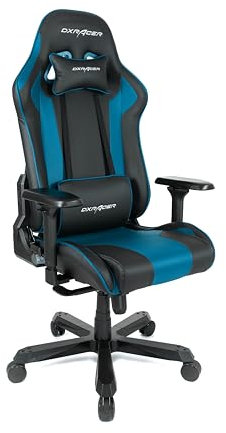 Robas Lund DX Racer K99 Gamingstuhl Schreibtischstuhl mit Wippfunktion Höhenverstellbarer Drehstuhl E-Sport, verstellbare Armlehnen 4D, schwarz-blau,PU