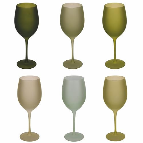 Villa d'Este Home Tivoli Set 6 calici 650 ml frosted in vetro, Happy Hour Greenery