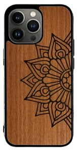 Enowood Coque en Bois de téléphone Iphone Artisanale - Mandala - Iphone 11 Pro - Makore