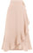 Odizli Wickelrock Damen Midi Rock Sommerrock Elegant High Waist Rüsche Vokuhila A-Linie Swing Midirock Faltenrock Sommer Lang Maxirock Festlich Hochzeit Hochzeitsgast Röcke Beige XL
