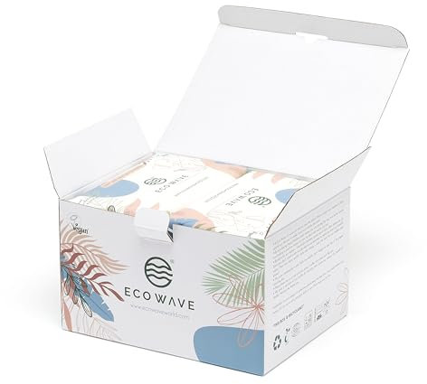 Eco Wave Baby Wipes, 100% Compostable Eco-Friendly Bamboo Wipes, Unscented, Hypoallergenic, Vegan, Alcohol-Free, Suitable For Sensitive Skin (Pack of 6)