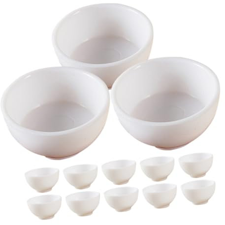 VICASKY 15pcs Mini Bowl Model Dollhouse Dessert Bowl Doll Bowl Dollhouse Decor Miniature Cup Plate Dollhouse Dinnerware Miniatures Food Bowls Dollhouse Scene Model Dolls Bowl White Plastic