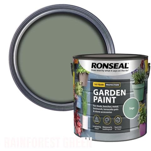 AOC24 Garden Fence Paint 2.5l – Multi-Surface Exterior Paint for Wood, Brick, Metal, Stone & Terracotta – Waterproof, Resists Fading, Matt Finish for Sheds, Fences, Garden Furniture Paint Sage