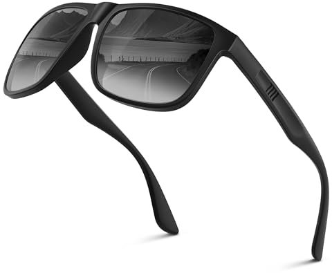 Wrimen Sonnenbrille Herren-Polarisiert-UV400 Blend Schutz-Mode-Retro-Unisex-Ultraleicht-Sonnenbrillen-Klassisch Rechteckig-Outdoor Sport Brille für Fahren Reise Angeln Farbverlauf Schwarz