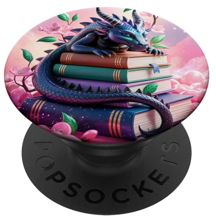 für Bücherwürmer, die gerne Bücher lesen und Drachen mögen PopSockets Klebender PopGrip