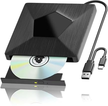 Xnuiasqe unità Esterna per Lettore di BD/CD/Dvd, Masterizzatore Bluray 3D Portatile Ottico per PC e Laptop.