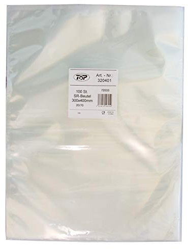 Top Profi Vakuumbeutel, 100 Beutel 300 x 400 mm Kochfest, Sous Vide und als Gefrierbeutel geeignet